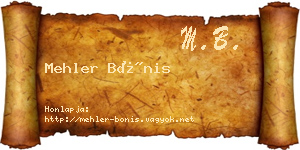 Mehler Bónis névjegykártya